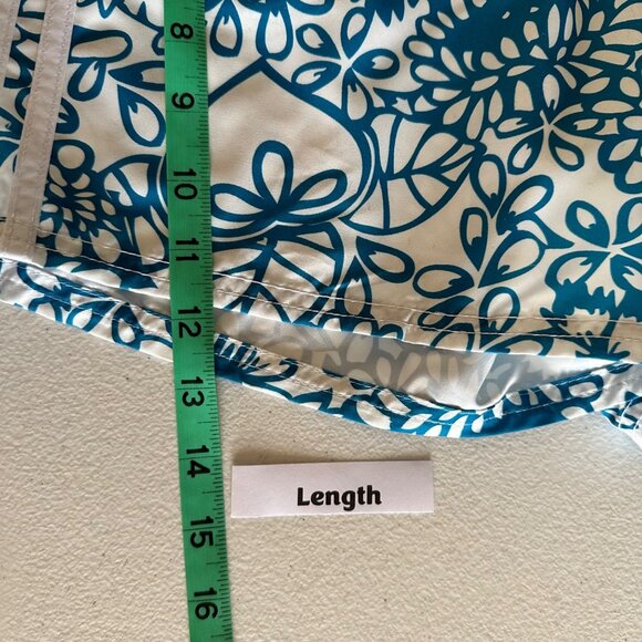 Adidas Junior Size 7 Board Shorts Floral Teal White Velcro & Tie Waistband - Picture 7 of 12